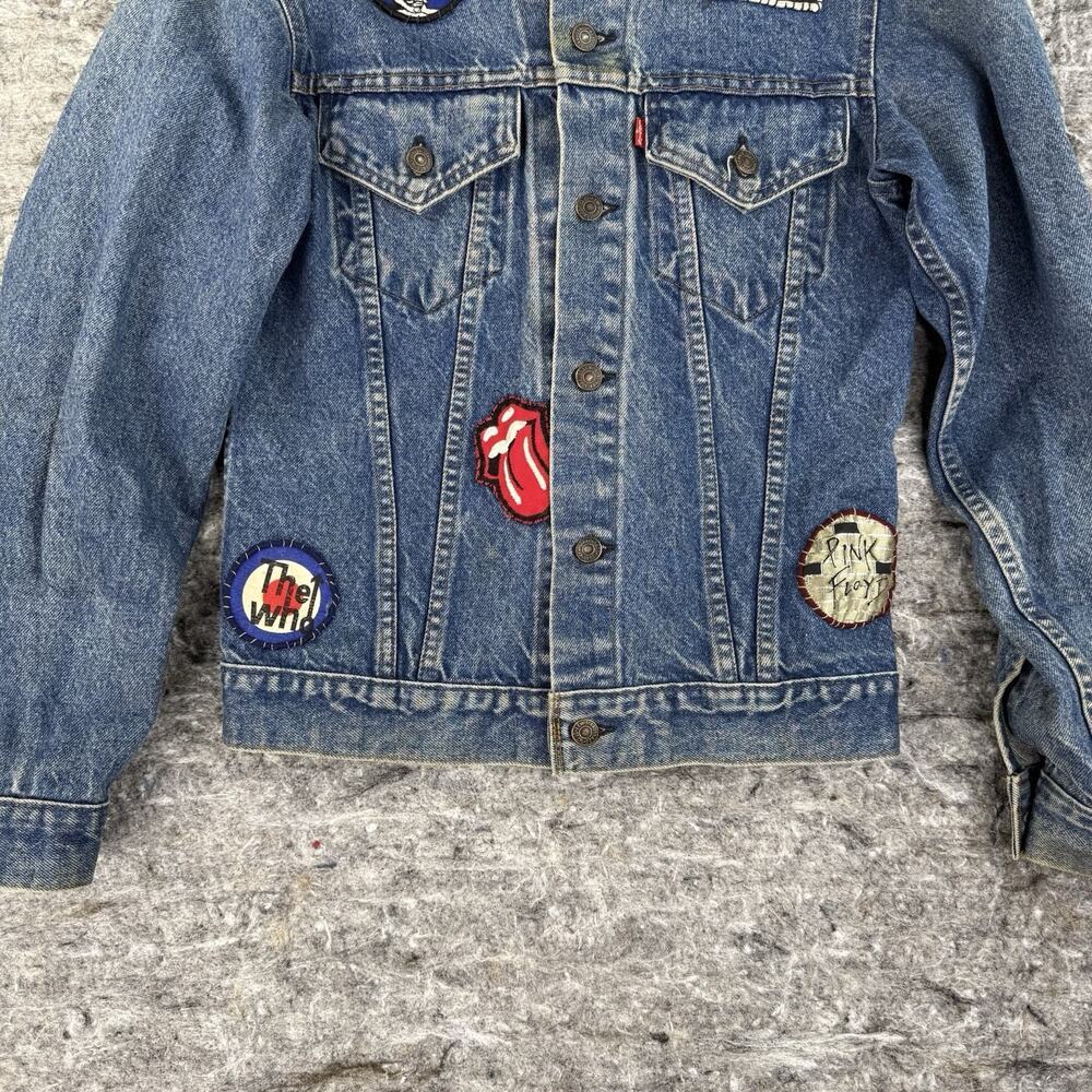 Vintage Levis Jacket Blue Denim Trucker Patch 71205 0217 Made USA Sz 36L WPL 423 - Picture 3 of 16